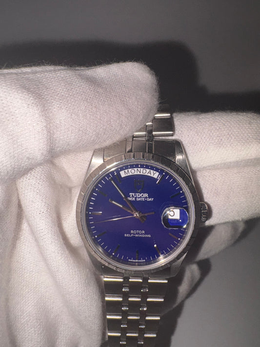 Tudor Prince Date – Rare Blue Dial – 18k White Gold Bezel- 35mm